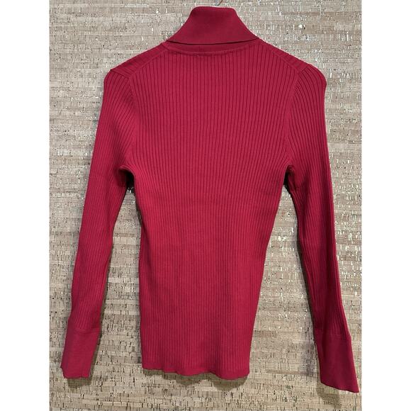LOFT Women's Ribbed Turtleneck Pullover Sweater Size Large Red - Picture 2 of 6